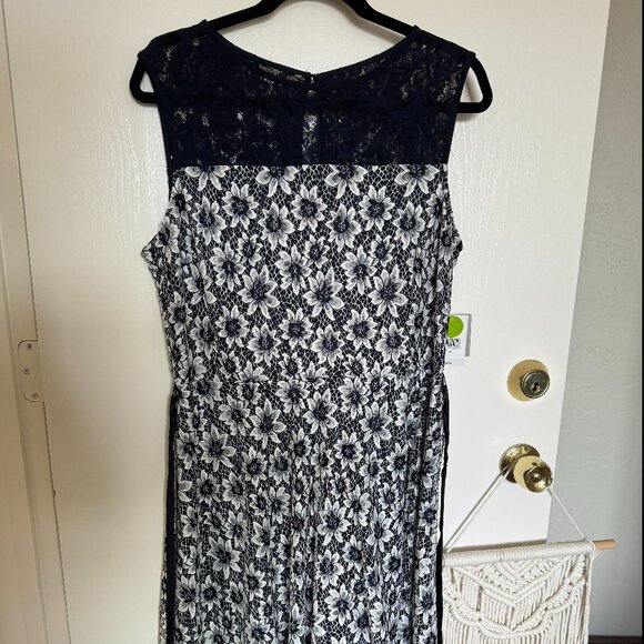 Danny & Nicole Womens Blue Lace Dress With Lining Size 14 NWT Sleeveless‎ sheer - Picture 11 of 16